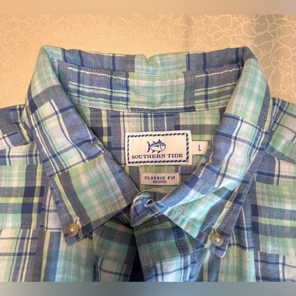 SOUTHERN TIDE | mens Maho Bay Plaid Shirt Size: L - Picture 8 of 15